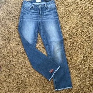 Parker Smith straight leg jeans - cute embroidery on the bottom by hem